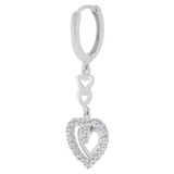 Dangling Heart Earring Cubic Zirconia White Gold 14k [E030-065]