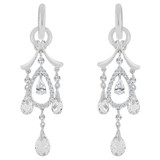 Fancy Chandelier Dangling Earring Brilliant Cubic Zirconia White Gold 14k [E030-072]