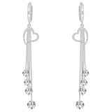 Heart Design Strands Earring Cubic Zirconia White Gold 14k [E031-057]