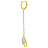 Dangling Pear Shape Earring Cubic Zirconia Yellow Gold 14k [E032-023]