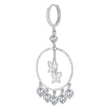 Circular Dangling Earring Butterflies Cubic Zirconia White Gold 14k [E032-053]