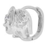 Good Luck Elephant Huggies Earring Cubic Zirconia White Gold 14k [E032-060]