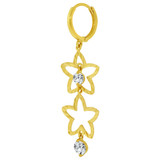 Stars Dangling Earring Cubic Zirconia Yellow Gold 14k [E033-017]