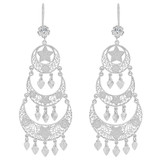 Filigree Chandelier Drop Earring Cubic Zirconia White Gold 14k [E034-021]