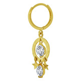 Dangling Round Stars Earring Cubic Zirconia Yellow Gold 14k [E035-012]