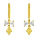 Diacut Dangle Earring Cubic Zirconia Yellow Gold 14k [E036-008]