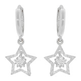 Star Diacut Dangle Earring Cubic Zirconia White Gold 14k [E036-056]