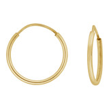 Round Hollow 1.5mm Tube Hoop Earring 11mm Diameter Endless Clasp Yellow Gold 14k [E050-001]