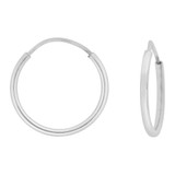 Round Hollow 1mm Tube Hoop Earring 14mm Diameter White Gold 14k [E050-051]