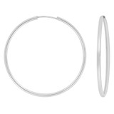 Round Hollow 1mm Tube Hoop Earring 35mm Diameter White Gold 14k [E050-056]