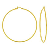 Round Hollow 2mm Tube Hoop Earring 68mm Inner Diameter Yellow Gold 14k [E053-009]