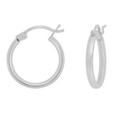 Round Hollow 2mm Tube Hoop Earring 14mm Diameter White Gold 14k [E053-051]