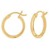 Diacut Round Hollow 2mm Tube Hoop Earring 18mm Diameter Yellow Gold 14k [E054-002]