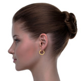 Diacut Round Hollow 2mm Tube Hoop Earring 17mm Diameter Yellow Gold 14k [E055-018]