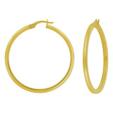 Hollow 2mm Square Tube Hoop Earring 30mm Inner Diameter Yellow Gold 14k  [E061-004]