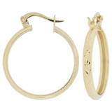 Diacut Sparkly Center Hoop Earring 19mm Inner Diameter Yellow Gold 14k [E064-015]