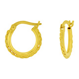 2mm Wide Tube Twisted Hoop Earring 10mm Inner Diameter Yellow Gold 14k [E073-009]