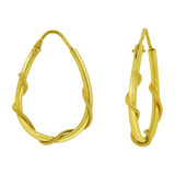 3mm Tube Pear Shape Hoop Wire Earring Yellow Gold 14k [E073-017]