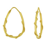 3mm Tube Pear Shape Hoop Wire Earring Yellow Gold 14k [E073-018]