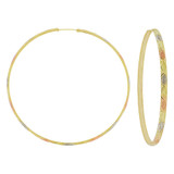 Engraved Concave Hoop Earring 50mm Inner Diameter Tricolor Gold 14k [E075-010]