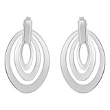 Modern Abstract Oval Dangling Earring Push Back White Gold 14k [E077-018]