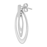 Modern Abstract Oval Dangling Earring Push Back White Gold 14k [E077-018]