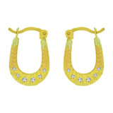 Small Hoop Earring Cubic Zirconia Yellow Gold 14k [E080-031]