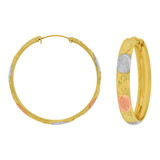 Diacut Half Tube Hoop Earring 65mm Inner Diameter Tricolor Gold 14k [E081-025]