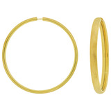 Satin Polished Half Domed 6mm Tube Hoop Earring 60m Inner Diameter Yellow Gold 14k [E082-002]