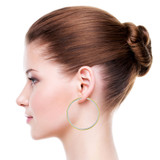 Satin Half Domed 6mm Tube Hoop Earring 50m Inner Diameter Yellow Gold 14k [E082-051]