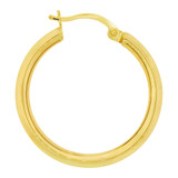 Fancy Diacut Tube Hoop Earring 20mm Inner Diameter Yellow Gold 14k [E087-010]