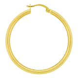 Fancy Diacut Tube Hoop Earring 30mm Inner Diameter Yellow Gold 14k [E087-011]