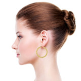 Fancy Swirl Twist Design Tube Hoop Earring 30mm Inner Diameter Yellow Gold 14k [E088-103]