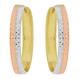 Fancy Diacut Hoop Earring 30mm Inner Diameter Tricolor Gold 14k [E089-004]