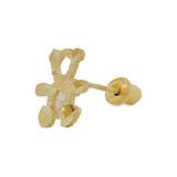 Teddy Bear Silhouette Stud Screw Back Earring Cubic Zirconia Yellow Gold 14k [E101-013]