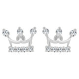 Tiara Crown Stud Earring Cubic Zirconia White Gold 14k [E101-069]