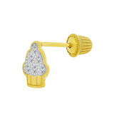 Cupcake Baby Stud Earring Cubic Zirconia Screw Back Yellow and Rose Gold 14k [E102-016]