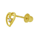 Heart Stud Screw Back Earring Cubic Zirconia Yellow Gold 14k [E104-704]