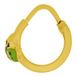 Hoop Earring Ladybug Green Enamel Endless Clasps 13mm Diameter Yellow Gold 14k [E107-112]