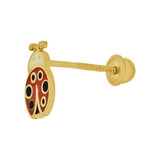 Colorful Enamel Ladybug Stud Screw Back Earring  Yellow Gold 14k [E108-017]