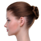 Cross Stud Screw Back Earring Cubic Zirconia Yellow Gold 14k [E109-012]