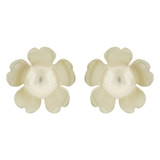 Flower Shape Faux Synthetic Pearls Stud Earring Screw Back Yellow Gold 14k [E110-012]