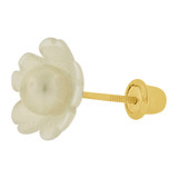Flower Shape Faux Synthetic Pearls Stud Earring Screw Back Yellow Gold 14k [E110-012]