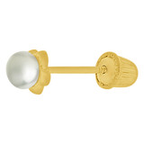 Size Flower Stud Screw Back Earring Fresh Water Pearls Yellow Gold 14k [E110-016]