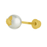 Butterfly Stud Screw Back Earring Genuine Fresh Water Pearls Yellow Gold 14k [E110-017]
