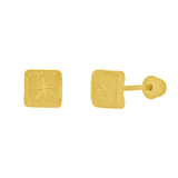 Square Stud Screw Back Earring 4.5mm Wide Yellow Gold 14k [E111-012]