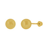 Plain Ball Bead Stud Screw Back Earring 4.5mm Diameter Yellow Gold 14k [E111-015]