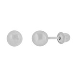 Plain Ball Bead Stud Screw Back Earring 3.5mm Diameter White Gold 14k [E111-064]