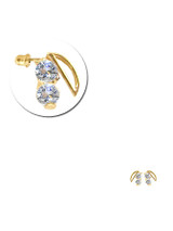 Stud Dangle Earring Cubic Zirconia Screw Back Yellow Gold 14k [E113-016]