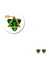 Stud Earring Green Cubic Zirconia Screw Back Yellow Gold 14k [E113-705]